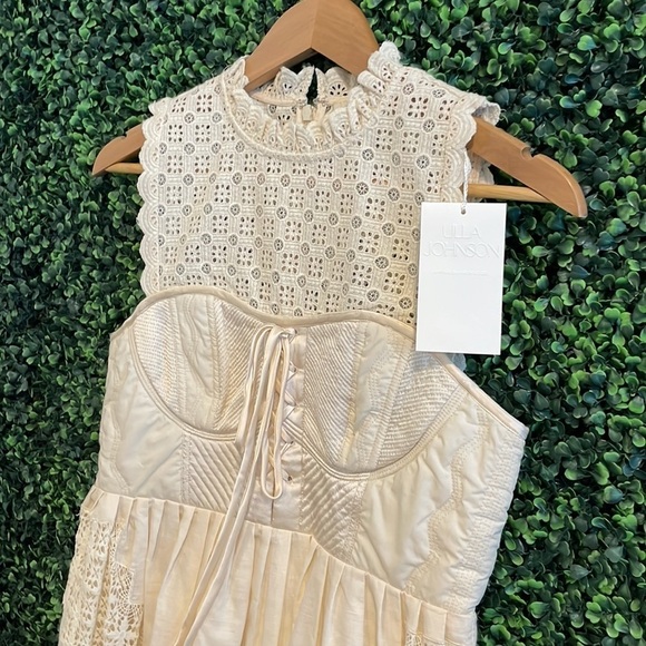 NWT ULLA JOHNSON Sabrina Lace High Neck A-Line Mini Dress - Picture 8 of 12